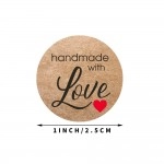 100-500pcs 1inch Vintage Kraft Paper Handmade With Love Stickers for Package Thank You Stationery Adhesive Labels Baking Seals