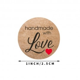 100-500pcs 1inch Vintage Kraft Paper Handmade With Love Stickers for Package Thank You Stationery Adhesive Labels Baking Seals